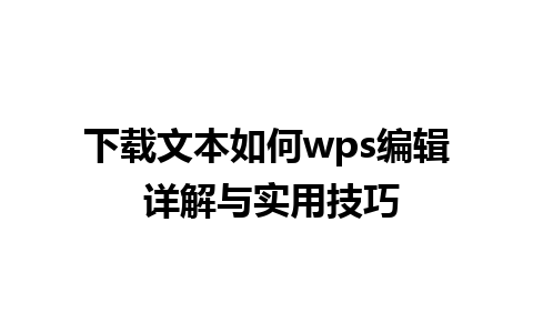 下载文本如何wps编辑 详解与实用技巧