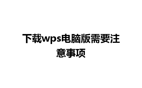 下载wps电脑版需要注意事项