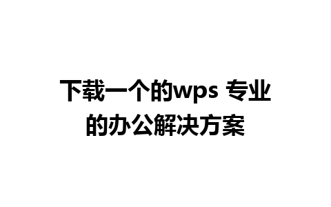 下载一个的wps 专业的办公解决方案