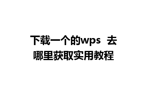 下载一个的wps  去哪里获取实用教程