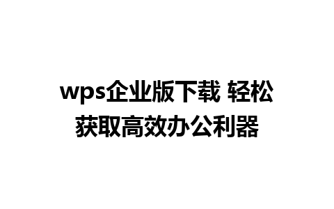 wps企业版下载 轻松获取高效办公利器