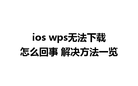 ios wps无法下载怎么回事 解决方法一览