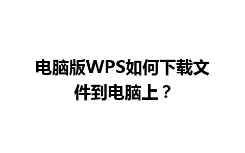 电脑版WPS如何下载文件到电脑上？