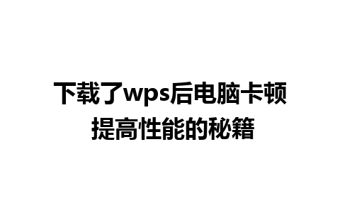 下载了wps后电脑卡顿 提高性能的秘籍