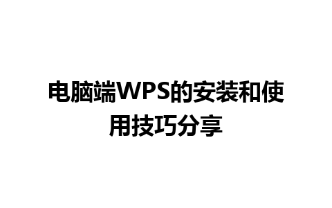 电脑端WPS的安装和<a href=