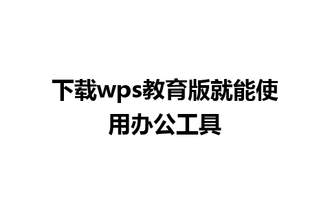 下载wps教育版就能使用办公工具