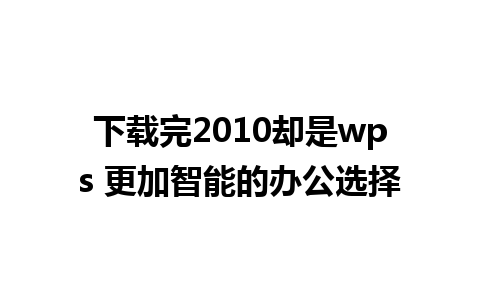 下载完2010却是wps 更加智能的办公选择