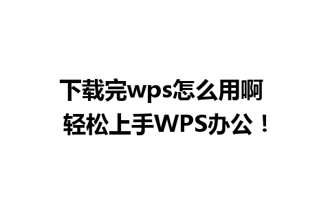 下载完wps怎么用啊 轻松上手WPS办公！